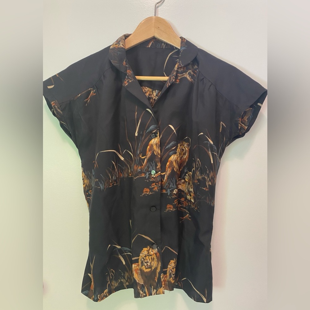 Handmade retro lion blouse